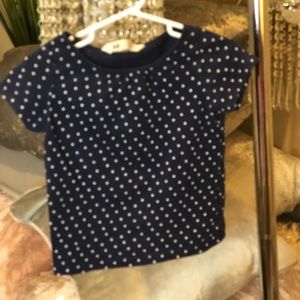 H&M navy polka dot short sleeve shirt